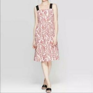 Who What Wear Linen Blend Sundress Red White XL